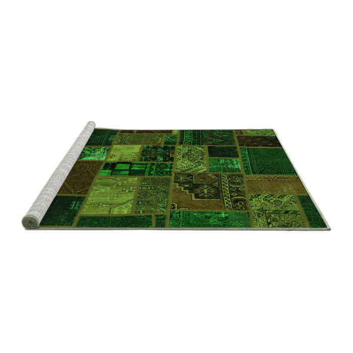 Sideview of Machine Washable Oriental Green Modern Area Rugs, wshabs5671grn
