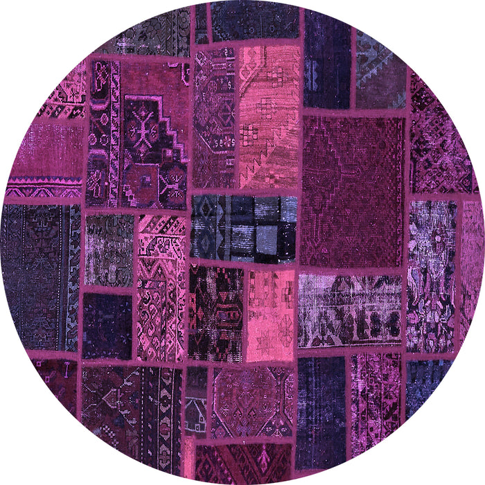 Round Machine Washable Oriental Purple Modern Area Rugs, wshabs5671pur