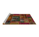 Sideview of Machine Washable Abstract Saffron Red Rug, wshabs5672