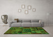 Machine Washable Oriental Green Modern Area Rugs in a Living Room,, wshabs5672grn