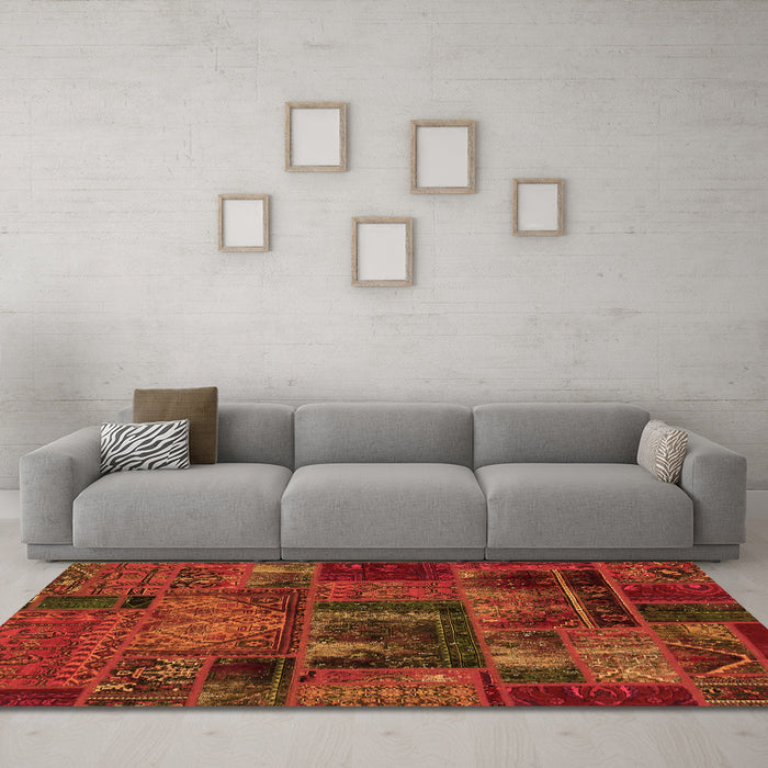 Machine Washable Oriental Orange Modern Area Rugs in a Living Room, wshabs5672org