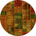 Round Oriental Yellow Modern Rug, abs5672yw