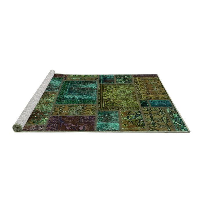 Sideview of Machine Washable Oriental Turquoise Modern Area Rugs, wshabs5672turq