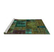 Sideview of Machine Washable Oriental Turquoise Modern Area Rugs, wshabs5672turq