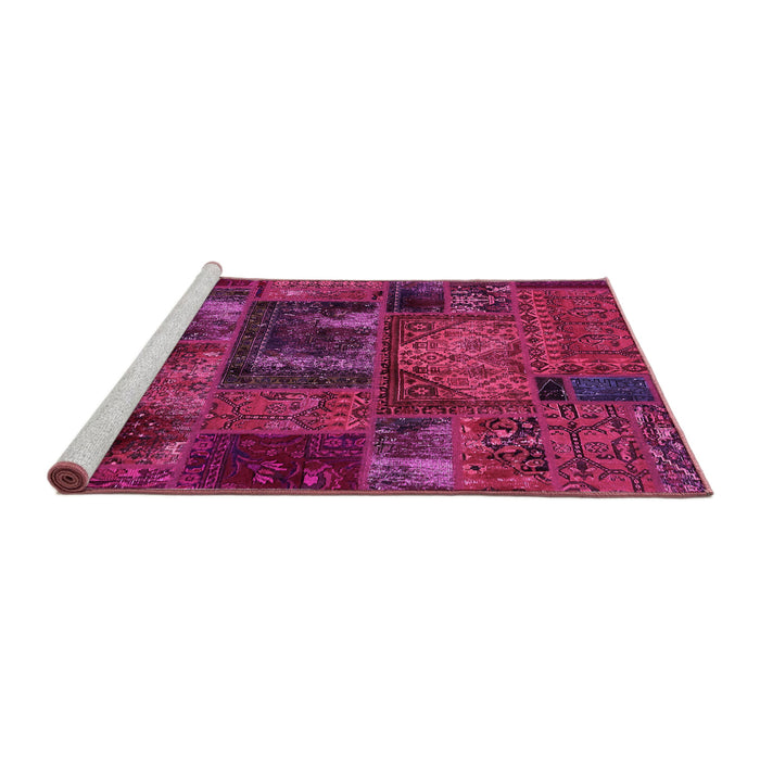 Sideview of Machine Washable Oriental Pink Modern Rug, wshabs5672pnk