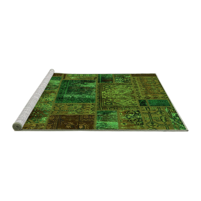 Sideview of Machine Washable Oriental Green Modern Area Rugs, wshabs5672grn