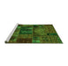 Sideview of Machine Washable Oriental Green Modern Area Rugs, wshabs5672grn