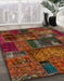 Abstract Saffron Red Oriental Rug in Family Room, abs5672