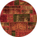 Round Machine Washable Oriental Orange Modern Area Rugs, wshabs5672org