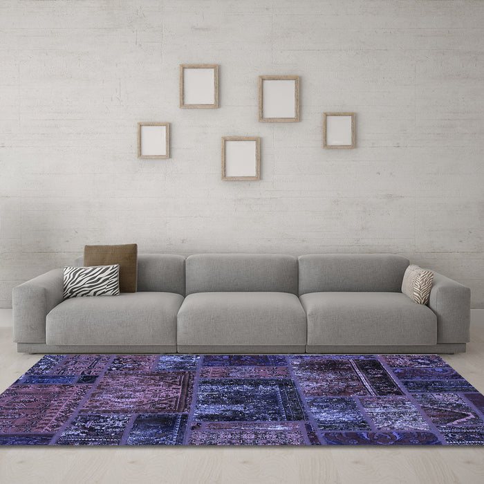 Machine Washable Oriental Blue Modern Rug in a Living Room, wshabs5672blu