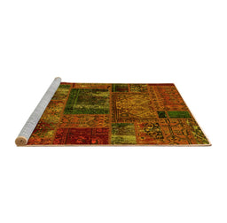 Sideview of Machine Washable Oriental Yellow Modern Rug, wshabs5672yw