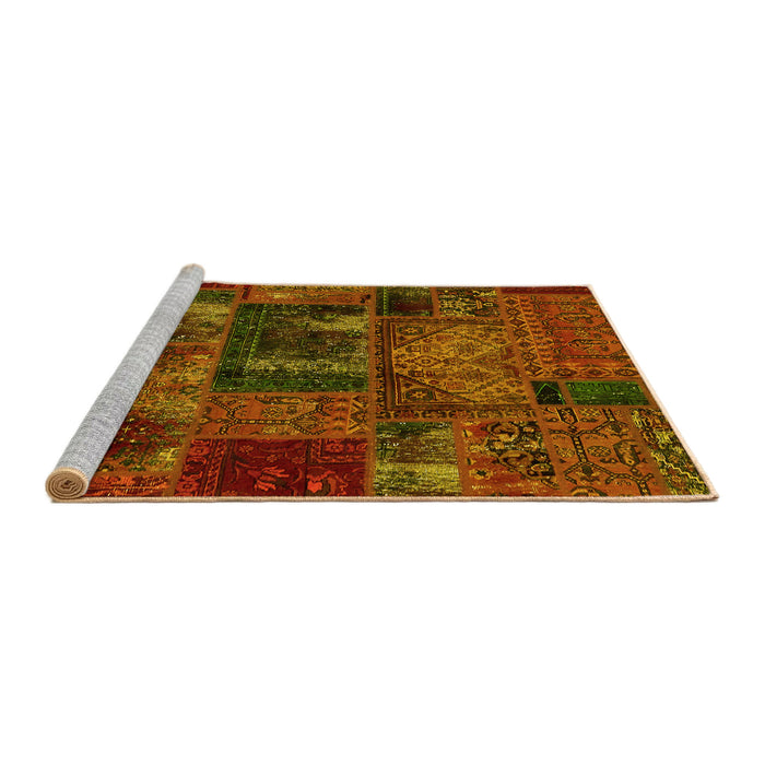 Sideview of Machine Washable Oriental Yellow Modern Rug, wshabs5672yw