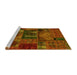 Sideview of Machine Washable Oriental Yellow Modern Rug, wshabs5672yw