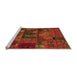 Sideview of Machine Washable Oriental Orange Modern Area Rugs, wshabs5672org