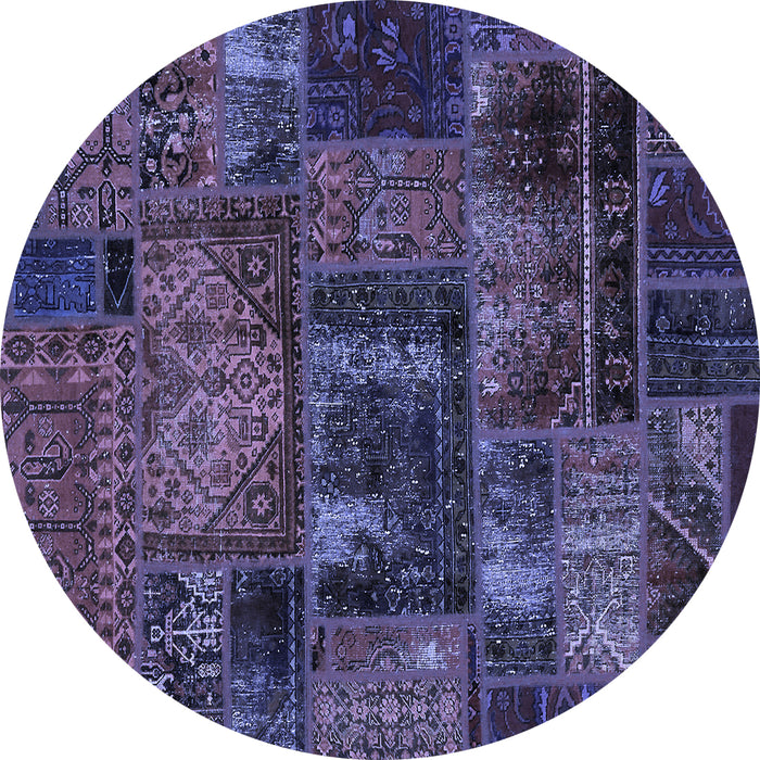 Round Machine Washable Oriental Blue Modern Rug, wshabs5672blu