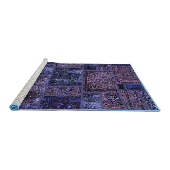 Sideview of Machine Washable Oriental Blue Modern Rug, wshabs5672blu
