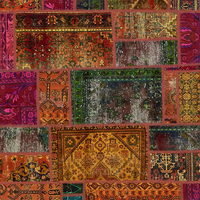 Machine Washable Abstract Saffron Red Rug, wshabs5672