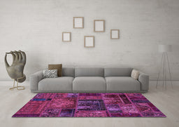 Machine Washable Oriental Purple Modern Area Rugs in a Living Room, wshabs5672pur