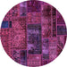 Round Oriental Purple Modern Rug, abs5672pur