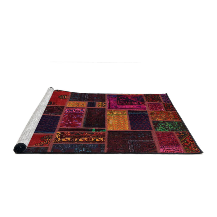 Sideview of Machine Washable Abstract Vermilion Red Rug, wshabs5673