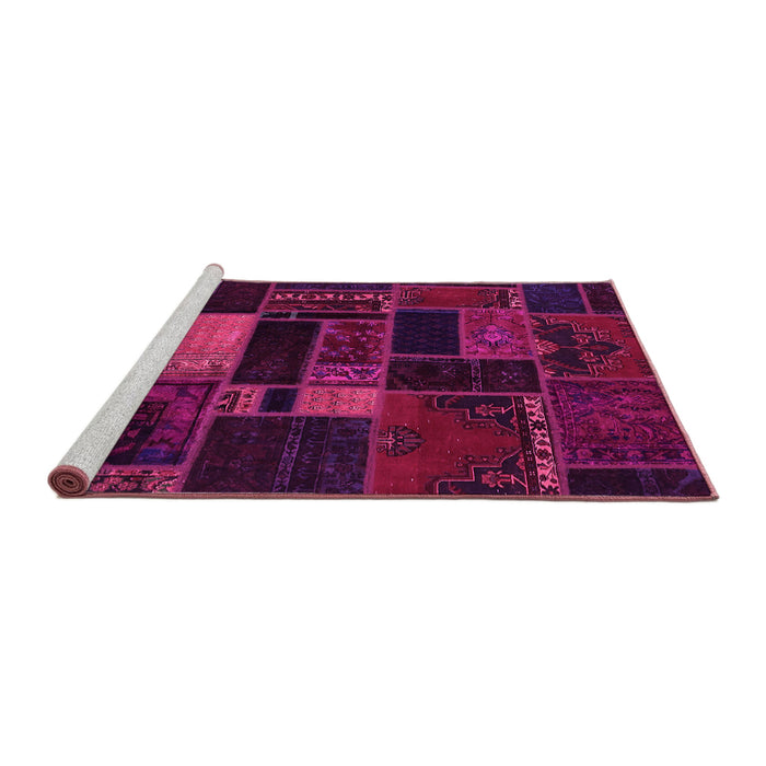 Sideview of Machine Washable Oriental Pink Modern Rug, wshabs5673pnk