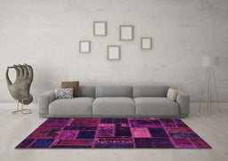 Machine Washable Oriental Purple Modern Area Rugs in a Living Room, wshabs5673pur