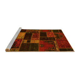 Sideview of Machine Washable Oriental Yellow Modern Rug, wshabs5673yw