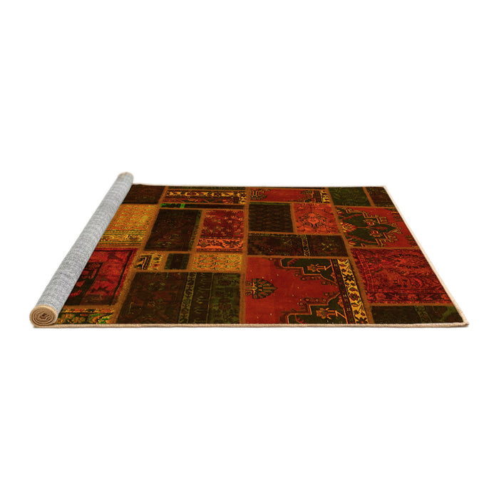 Sideview of Machine Washable Oriental Yellow Modern Rug, wshabs5673yw