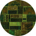 Round Oriental Green Modern Rug, abs5673grn