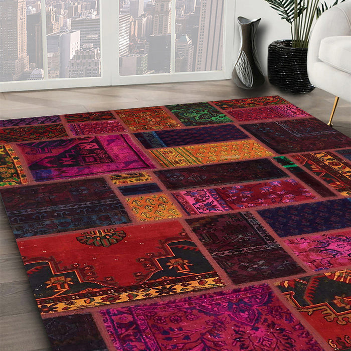 Abstract Red Oriental Rug in Family Room, abs5673