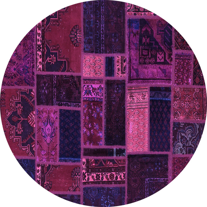 Round Oriental Purple Modern Rug, abs5673pur
