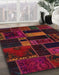 Machine Washable Abstract Vermilion Red Rug in a Family Room, wshabs5673