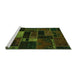 Sideview of Machine Washable Oriental Green Modern Area Rugs, wshabs5673grn