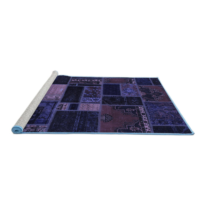 Sideview of Machine Washable Oriental Blue Modern Rug, wshabs5673blu