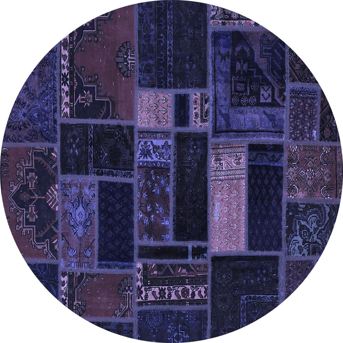 Round Machine Washable Oriental Blue Modern Rug, wshabs5673blu