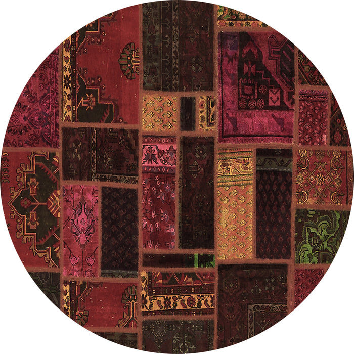 Round Machine Washable Oriental Brown Modern Rug, wshabs5673brn