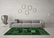 Machine Washable Oriental Emerald Green Modern Area Rugs in a Living Room,, wshabs5673emgrn