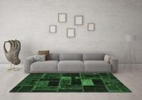 Machine Washable Oriental Emerald Green Modern Rug, wshabs5673emgrn