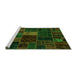 Sideview of Machine Washable Oriental Green Modern Area Rugs, wshabs5674grn