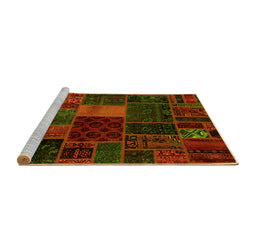 Sideview of Machine Washable Oriental Yellow Modern Rug, wshabs5674yw