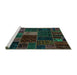 Sideview of Machine Washable Oriental Turquoise Modern Area Rugs, wshabs5674turq