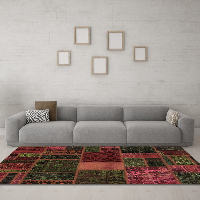Machine Washable Oriental Brown Modern Rug in a Living Room,, wshabs5674brn