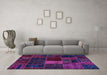 Machine Washable Oriental Purple Modern Area Rugs in a Living Room, wshabs5674pur