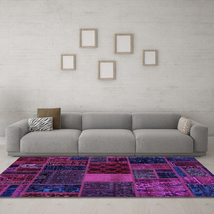 Machine Washable Oriental Purple Modern Area Rugs in a Living Room, wshabs5674pur