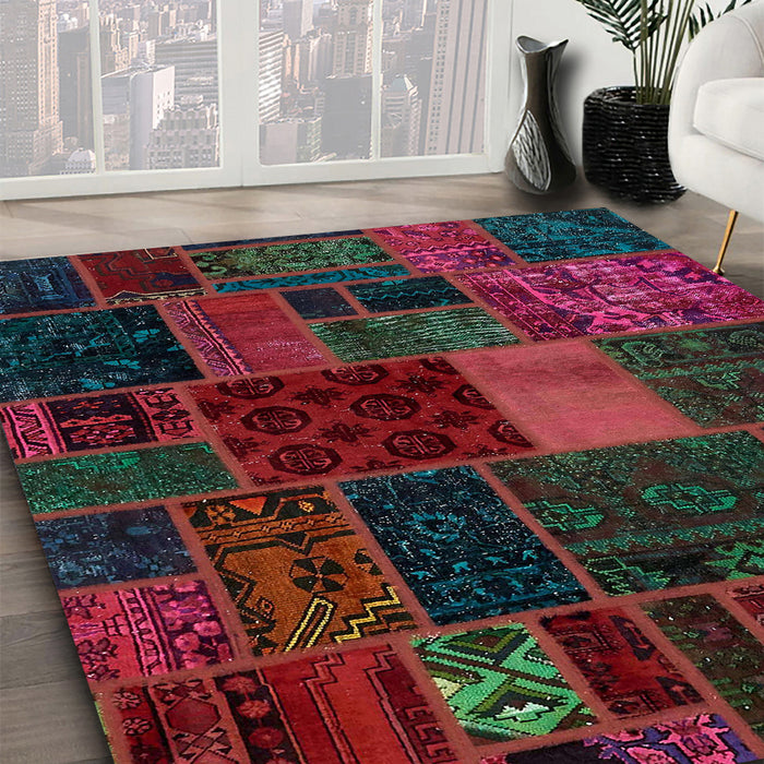Machine Washable Abstract Purple Rug in a Family Room, wshabs5674