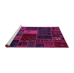 Sideview of Machine Washable Oriental Pink Modern Rug, wshabs5674pnk