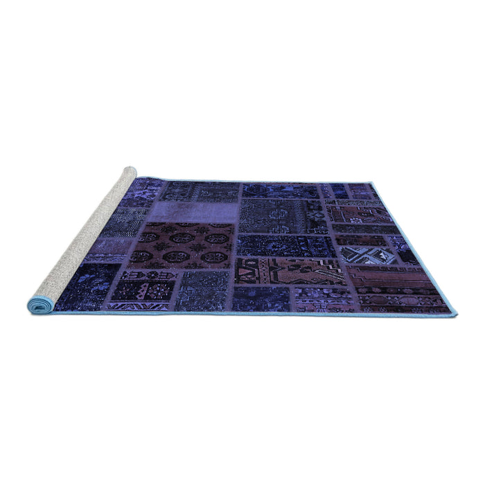 Sideview of Machine Washable Oriental Blue Modern Rug, wshabs5674blu