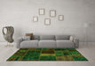 Machine Washable Oriental Green Modern Area Rugs in a Living Room,, wshabs5674grn