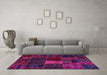Machine Washable Oriental Pink Modern Rug in a Living Room, wshabs5674pnk