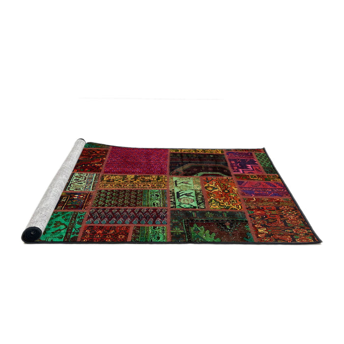 Sideview of Machine Washable Abstract Red Brown Rug, wshabs5675